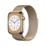 Apple Watch Series 8 Gps + Cellular 45mm Caja De Acero Inoxidable Con Correa Milanese Loop Oro