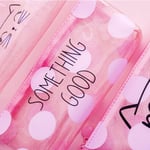 Cute Pink Transparent Pencil Pen Case Makeup Bag Storage Pouc C