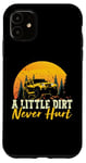 Coque pour iPhone 11 Vintage A Little Dirt Never Hurt, voiture tout-terrain, camion, 4x4, boue