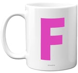 Personalised Alphabet Pink Initial Mug - Letter F Mug, Gifts for Her, Mothers Day, Birthday Gift for Mum, 11oz Ceramic Dishwasher Safe Mugs, Anniversary, Valentines, Christmas Present, Retirement