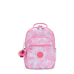 Kipling Seoul S, Small Backpack (With Laptop Protection), 16 x 25.5 x 35 cm, Garden Clouds (Pink)