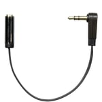 DELTACO vinklad 3,5mm hane till 3,5mm hona, 0,1 m, svart