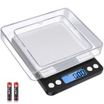 Kitchen Scale, [500g/0.01g] Diyife Food Scale, High Precision Small Digital Scale with 2 Trays, Pocket Scale with LCD Display, PCS, Tare, Stainless Steel Platform for Food, Jewelry, Medicine(Black)