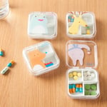 1pcs Portable Empty Drugs Box 4 Compartments Mini Cute Pill Pink