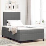 Box Spring Säng med Madrass & LED Lampa Grå Liten Dubbel Velourtyg