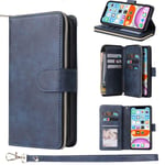 ZCDAYE Wallet Case for iPhone 11 Pro Max,Premium[Magnetic Closure][Zipper Pocket] Folio PU Leather Flip Case Cover with 9 Card Slots Kickstand for iPhone 11 Pro Max 6.5"-Dark Blue