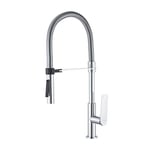 GRIFEMA LYON-G14001 Professional Kitchen Mixer Taps with Pull Out Dual Function Spray Head and Flexible Spout, Chrome