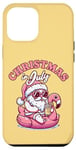 iPhone 14 Plus Christmas in July - Santa Flamingo Floatie - Summer Xmas Case