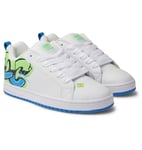 DC Shoes Homme Court Graffik Running Basket, Blanc/Citron Vert et Turquoise, 39 EU