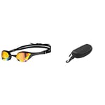 Arena Unisex's Cobra Ultra Swipe Goggle, Yellow Copper-Black, One Size & SWIM GOGGLES CASE - ALL BLACK
