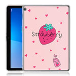 Yoedge Case Design for Huawei Mediapad M3 Lite 10-Cover Silicone Soft Clear with Print Cute Pattern Antiurto Shockproof Back Protective Tablet Cases for Huawei Mediapad M3 Lite 10, Strawberry
