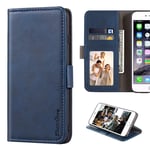 BlackBerry Key 2 Case, Leather Wallet Case with Cash & Card Slots Soft TPU Back Cover Magnet Flip Case for BlackBerry Key 2 LE (Blue)