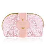 accentra - Coffret cadeau pour femme Romantic Dreams 3 pièces – Ensemble de bain cadeau avec trousse de maquillage, gel douche et éponge en maille – Ensemble bien-être pour femmes et filles pour