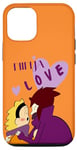 Coque pour iPhone 14 Pro anime garçons amour couple tenant l'autre avec "ninja love"