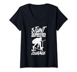 Womens Stunt Scooters Don't Need Fuel Only Courage Extreme Sports V-Neck T-Shirt