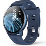 AGPTEK Smart Watch, 1.3'' Full Touch Fitness LW11 Watch with Heart Rate Monitor, DIY Watch Face, Message Notification, IP68 Waterproof Outdoor Sports Smartwatch for Android iOS Phones, Blue