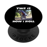7 Year Old Birthday Party T-Rex Dinosaur Riding a Bike Kids PopSockets Swappable PopGrip