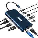 12 in 1 USB C HUB, AYCLIF USB C Station d'accueil Triple Display 4K DP/2*HDMI, MacBook Pro/Air USB C Adaptateur (5Gbps USB A/C 3.0,1G Ethernet, PD 100W, 3,5 mm Mic, SD/TF) pour Dell, HP, Lenovo