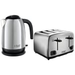 Russell Hobbs Adventure Polished Stainless Steel Kettle and 4 Slice Toaster Set