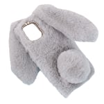 Fluffy Rabbit iPhone 12 Pro Max skal - Silver/Grå