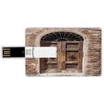 4G USB Flash Drives Credit Card Shape Tuscan Memory Stick Bank Card Style Historical Street Full of Colorful Flowers Small Town Italy Sunny Day Umbria,Brown and White Waterproof Pen Thumb Lovely Jump