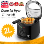 Electric Deep Fat Fryer Oil Fried Chips Non-Stick Pot Kitchen Handle Window 2L