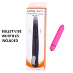 Long John 9 Inch Thrusting Vibrator Black Unisex Real Penis Sex Toy BULLET VIBE
