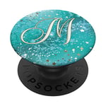 Personalized Letter M Initial Monogram Turquoise Teal Blue PopSockets PopGrip: Swappable Grip for Phones & Tablets
