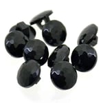 PLASTIC FACETED DOME SHANK BUTTONS, BLACK, Size 18L 11.5mm (24)