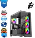 1st Player MIKU Mi8 Black Mid Tower Case with 7 x 120mm ARGB Fans Tempered Glass