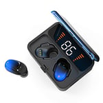 XMSZZ TWS Bluetooth Earphone V5.0 Touch Wireless Earbuds 9D Stereo Sport Waterproof Headset handsfree LED Power display (Color : Blue)
