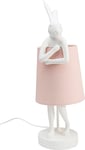 KARE Design Table Lamp Animal Rabbit, White and Rose, Shade Linen, Bar Steel, Bedside Lamp, Elegant Lighting, Room Decor, Bedroom, Living Room, Bulb not Included, 50x17x20 cm