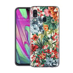 ZhuoFan Samsung Galaxy A40 Case, Phone Case Transparent Clear with Pattern Ultra Slim Shockproof Soft Gel TPU Silicone Back Cover Bumper Skin for Samsung Galaxy A40 Smartphone (Colorful flowers)