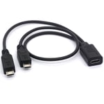OpenII USB 2.0 Type C Female to Dual Micro USB Male Splitter Cable (2 Micro USB Splitter Extension Cord 12 Inch/ 8 Inch) - 1Ft