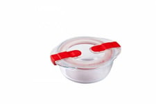 Pyrex Plastic Glass Cook And Heat Round Dish With Airtight Lid,0.35L Red