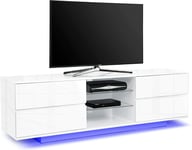 Homeology Avitus Premium Gloss White 32"-65" TV Cabinet with LED Lights