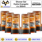 6 x Loreal Men Expert Shower Gel Hydra Energetic 300ml Body Face Hair
