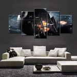 104Tdfc Death Star Tie Fighter Battle Star Wars Canvas Picture -5 Piece Wall Art for Home Wall Decor Modular 5 Pieces Painting Living Room Home Decor Picture