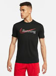 Nike Men's Dri Fit Heritage Running T-Shirt - Black, Black, Size 2Xl, Men