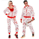 Widmann - Costume d'entraînement Bain de sang, blanc avec des taches de sang, jogging, costume d'horreur, déguisement d'Halloween