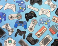 100% Cotton Fabric - Video Computer Game Controller - Fabric Craft Material Metre