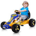 Kids Go Cart Racer Pedal Powered Ride on Car Toy w/ 3-Level Adjustable Seat