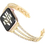 Kompatibel med Apple Watch-rem 42mm 44mm 45mm 49mm, damklockarmband med glittrande kristaller, ersättningsband i guld 42/44/45/49MM