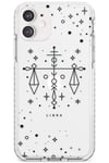 Libra Emblem Impact Phone Case for Iphone 11 TPU Protective Light Strong Cover with Transparent Star Sign Constellation Sun Moon