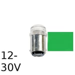 Grön LED signallampa T14x30 16lm Ba15d 0,2W 12-30V