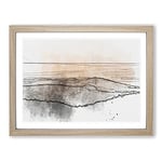 San Francisco Beyond The Hills In Abstract Modern Art Framed Wall Art Print, Ready to Hang Picture for Living Room Bedroom Home Office Décor, Oak A2 (64 x 46 cm)