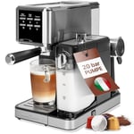 ProfiCook® Machine à espresso 2en1 pour café en poudre et capsules compatibles Nespresso -Machine porte-filtre 20bar-avec système de lait pour café au lait et cappuccino-porte-filtre inclus-PC ES 1266