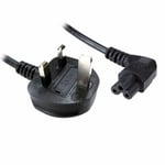 2M Right Angled UK Plug to C5 Clover Leaf Power Cable Cloverleaf Mains Lead