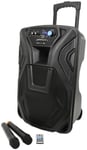 QTX Busker 15 100W Portable PA Speaker Sytem with VHF Mics & Media Player