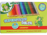 Jolly Delta triangulära blyertspennor 24 färger i en metallbox (9014400077211)